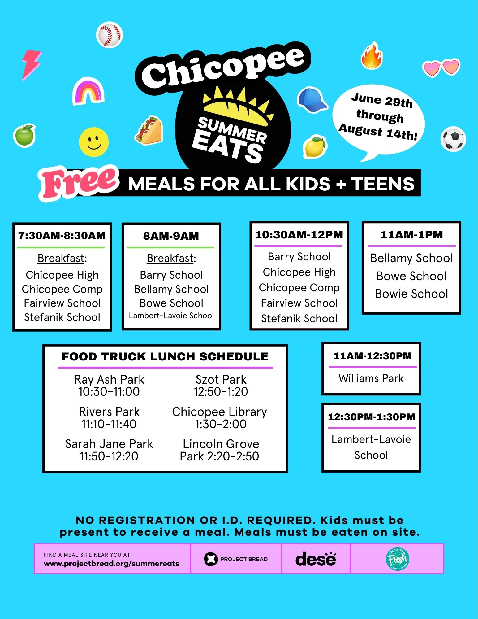 Summer meal site locations and times